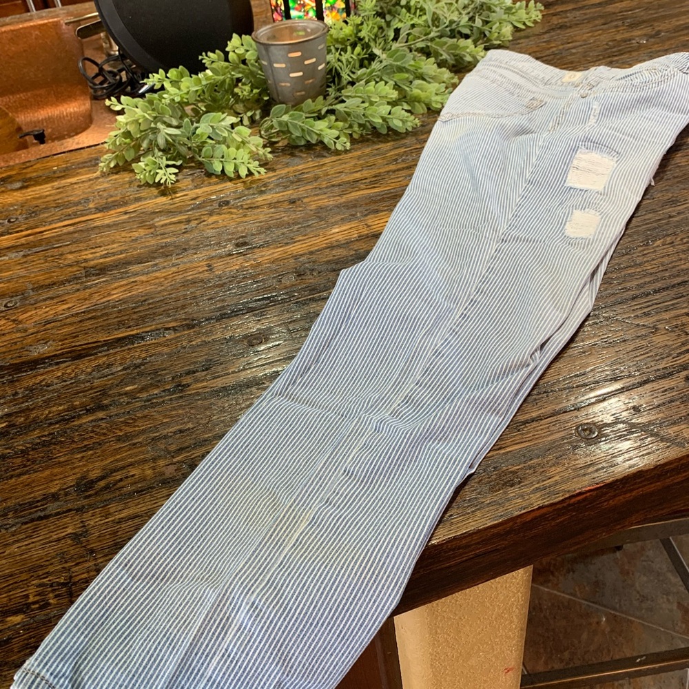 Democracy Jeans Striped Distressed 12 Girlfriend NWOT Cute Boho See - Picture 16 of 16